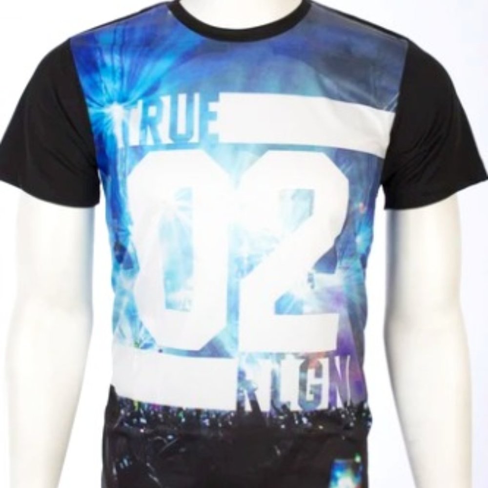 TRUE RELIGION Mens Short Sleeve CONCERT SUBLIMATION Crewneck T-Shirt